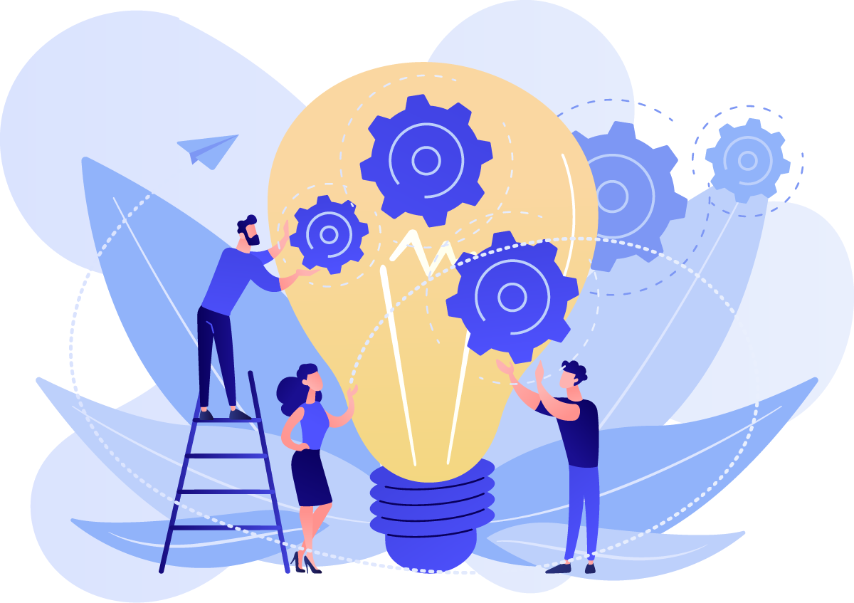 Illustration de personnages avec ampoule