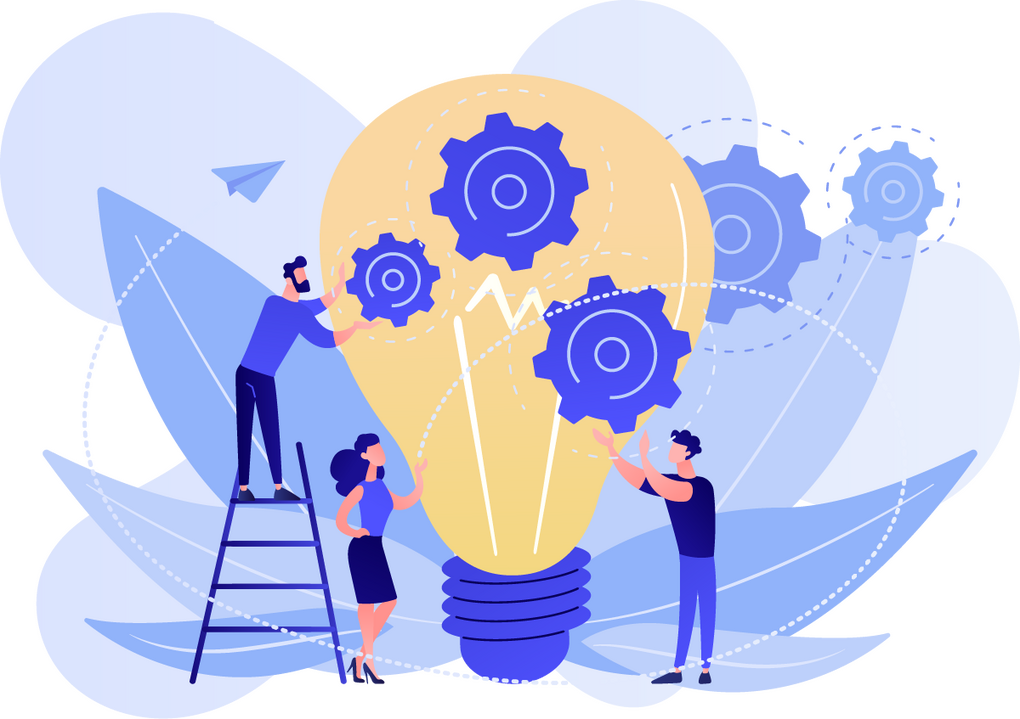 Illustration de personnages avec ampoule